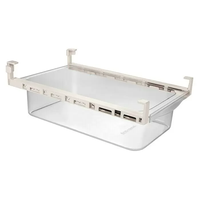 Tescoma Schublade Flexi Space - 19 x 29 cm - Transparenter Einhänge-Aufbewahrungsbehälter mit verstellbarem cremefarbenem Rahmen.