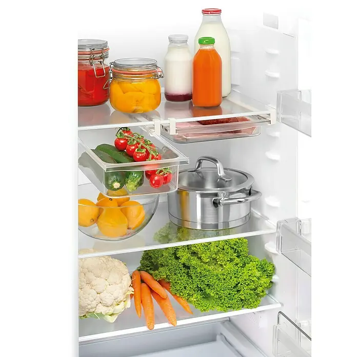 Tescoma Schublade Flexi Space - 19 x 29 cm - Kühlschrank gefüllt mit frischen Lebensmitteln wie Gemüse, Obst, Marmelade und Milchprodukten. Alles ordentlich verstaut für optimale Frische.