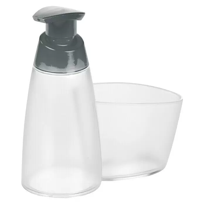 Tescoma Spenderpumpe Clean Kit - 350 ml - Seifenspender aus satiniertem Glas mit grauem Pumpkopf und passendem Behälter.