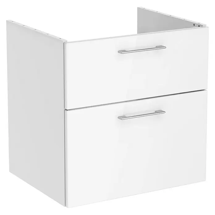 VitrA Aurinia 2.0 Waschbeckenunterschrank für Aufsatzbecken - B x T x H: 61 x 49 x 62 cm, Weiß - Weiße Badezimmerkommode mit zwei Schubladen und silbernen Griffen für ein modernes und stilvolles Badezimmerdesign.