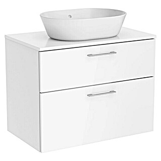 VitrA Waschtischunterschrank für Aufsatzbecken (H x B x T: 62 x 81 x 49 cm, 2 Schubladen, Weiß)