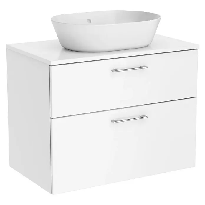 VitrA Aurinia 2.0 Waschtischunterschrank - 81 x 49 x 62 cm, Weiß - Elegantes Badezimmermöbel mit zwei Schubladen und Aufsatzwaschbecken in Weiß. Stilvolles Design für moderne Bäder.