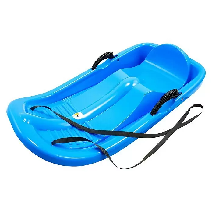 KHW Schlitten Snow Bird Deluxe - L x B: 96 x 54 cm, Belastbarkeit: 60 kg, Kunststoff, Eisblau - Diagonale Ansicht