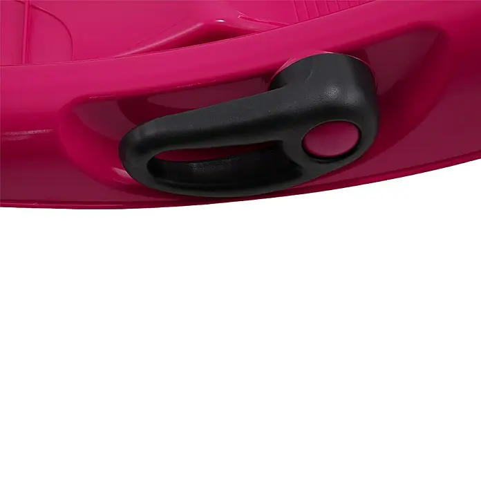 KHW Schlitten Snow Flipper - L x B: 98,5 x 51 cm, Belastbarkeit: 70 kg, Kunststoff, Anthrazit - Nahaufnahme eines pinkfarbenen Rodels mit schwarzem Griff, ideal für Winterspaß und Outdoor-Aktivitäten.