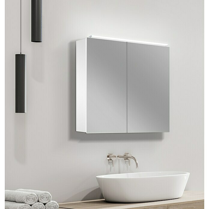 Specchio contenitore a LED Aluminio White (L x A: 60 x 60 cm, con  illuminazione, alluminio)
