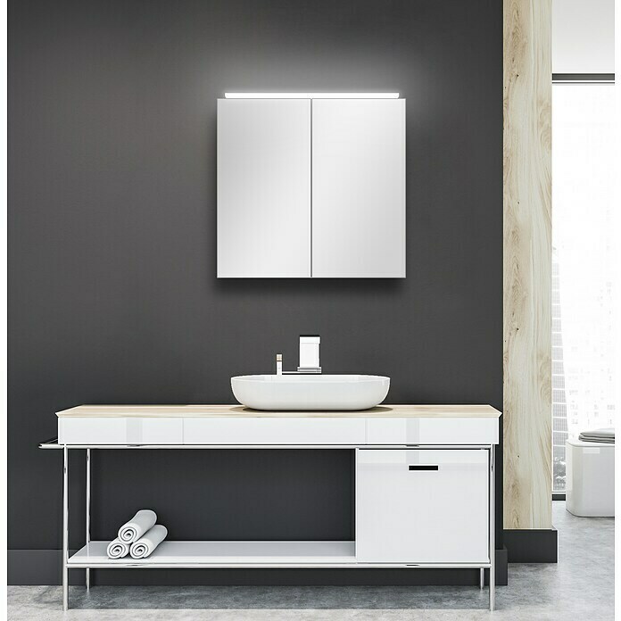 Armoire de toilette à miroir LED Aluminio White