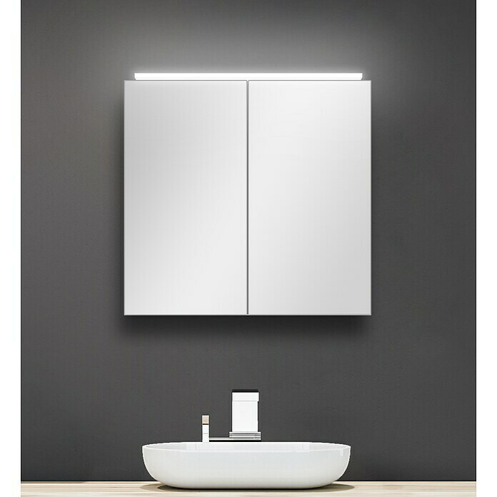 Specchio contenitore a LED Aluminio White (L x A: 60 x 60 cm, con  illuminazione, alluminio)