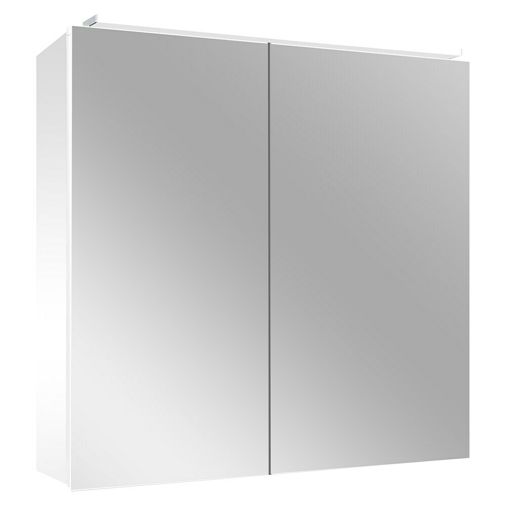 Armadio A Specchio Per Bagno Vienna HAPA Design - Alluminio Con Luci LED E Porte A Doppio Specchio Effetto 3D - 60x60 Cm, Pronto Da Montare, Con Presa Integrata - 4
