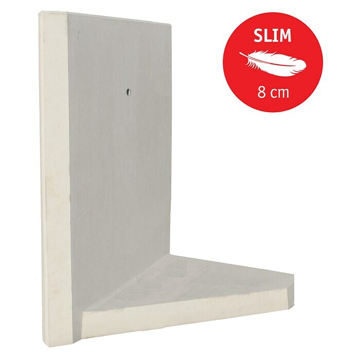 Diephaus L-Stein Slim Innenecke (Bewehrt, Höhe: 105 cm, Breite: 100 cm, Stärke: 8 cm, Grau)