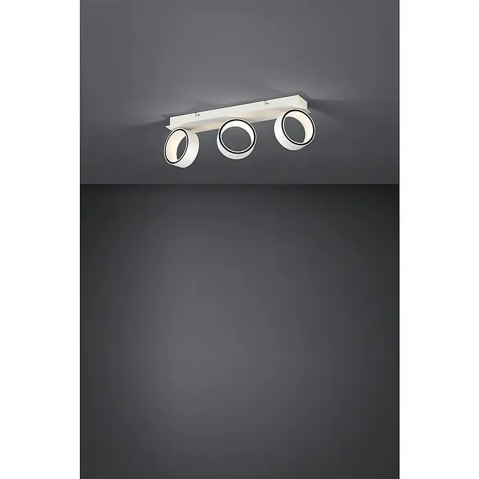Eglo LED-Deckenleuchte Albariza - 15 W, L x B x H: 47,5 x 14,5 x 8 cm, Weiß, Warmweiß - Deckenleuchte mit drei runden, weißen Spots und schwarzem Akzentring. Modernes Design für stilvolle Beleuchtung im Raum.