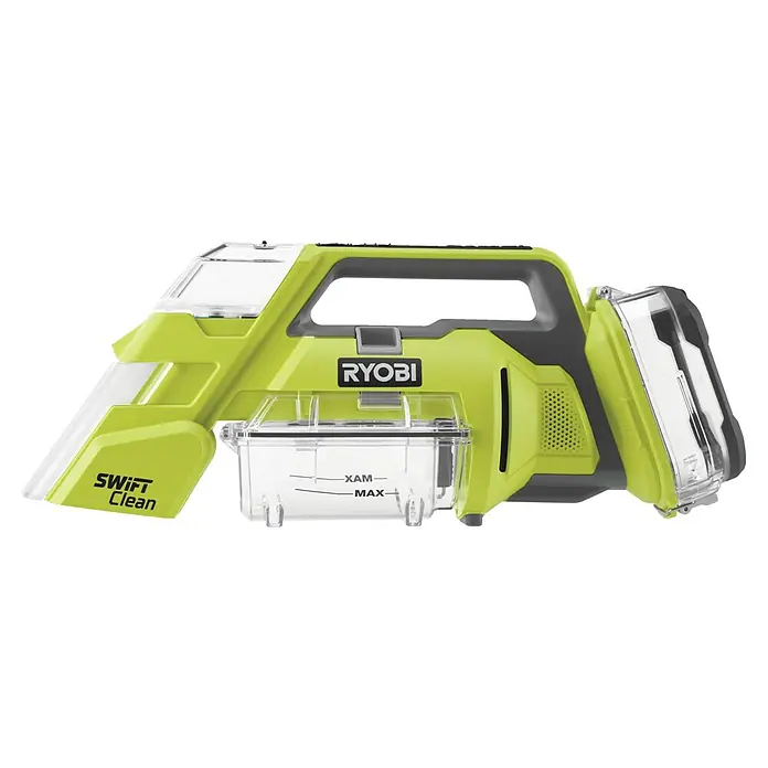 Ryobi ONE+ Akku-Nass-Trockensauger RDC18-0 - 18 V, Ohne Akku, Behältervolumen: 200 l - Der Ryobi Swift Clean Akku-Spotreiniger für schnelle Reinigung von Flecken und Verschmutzungen im Haushalt. Kompakt, leistungsstark und flexibel.