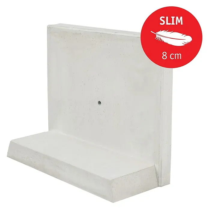 Diephaus L-Stein Slim - 80 cm, 100 cm, Stärke: 8 cm, Grau - Hier sehen Sie einen schmalen Betonträger in hellgrauer Farbe mit einer roten Markierung. Ideal für Bauprojekte mit schlanken Design.
