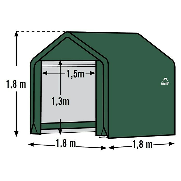 ShelterLogic Gerätehaus (Außenbreite inkl. Dachüberstand: 180 cm, Außentiefe inkl. Dachüberstand: 180 cm, Kunststoff, Grün) | BAUHAUS