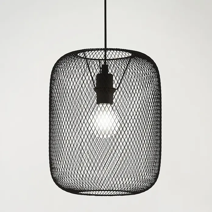 Eglo Wrington Pendelleuchte - 60 W, Schwarz, 300 mm - Schwarze Drahtgeflecht-Hängeleuchte mit einer hellen Glühbirne im Inneren, die ein modernes und industrielles Flair verleiht.