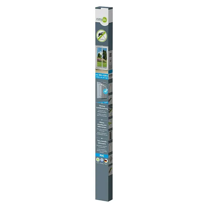 Easy Life Insektenschutzvorhang easyFix - B x H: 100 x 220 cm, Montage Insektengitter: Ankletten - Teleskop-Lamellenvorhang in schlanker Verpackung. Ideal zum Schutz vor Insekten und für einfachen Durchgang. Für Fenster und Türen geeignet.