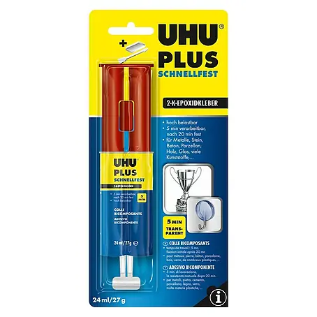 UHU plus schnellfest 2-Komponenten-Kleber 2K-Epoxidharzkleber Doppelkammerspritze