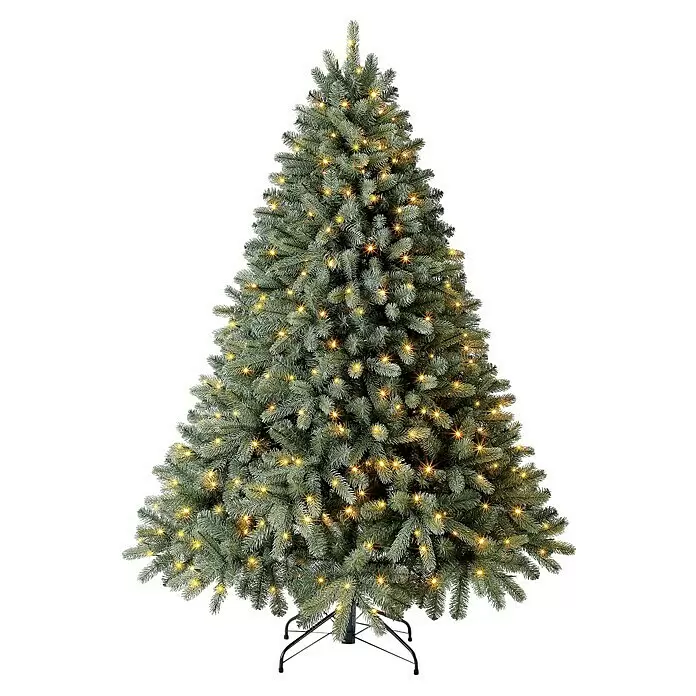 50 NRTH Künstlicher Weihnachtsbaum Vermont - Höhe: 180 cm, Grün, LED-Beleuchtung - Vorgeleuchteter künstlicher Weihnachtsbaum mit grünen gefrosteten Zweigen und warmweißen LED-Lichtern.