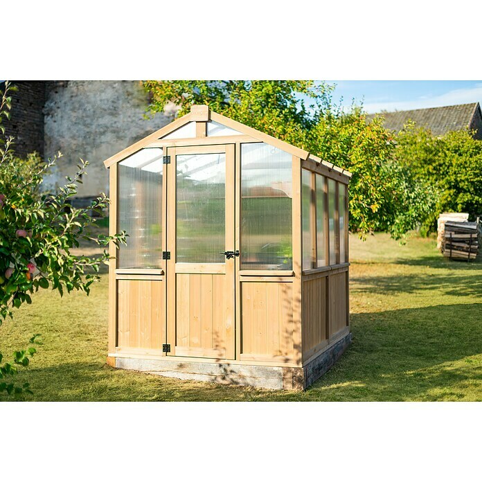 Westmann Gewächshaus Paul (Außenmaß inkl. Dachüberstand (B x T): 204 x 236 cm, Material Seitenwand: Holz, Natur) | BAUHAUS