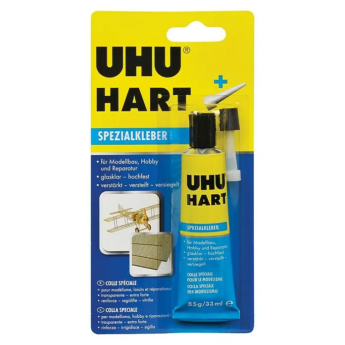 UHU Spezialkleber Hart - 35 g - UHU Hart Spezialkleber für Modellbau, Hobby und Reparatur. Glasklar, hochfest und verstärkt für beste Ergebnisse.
