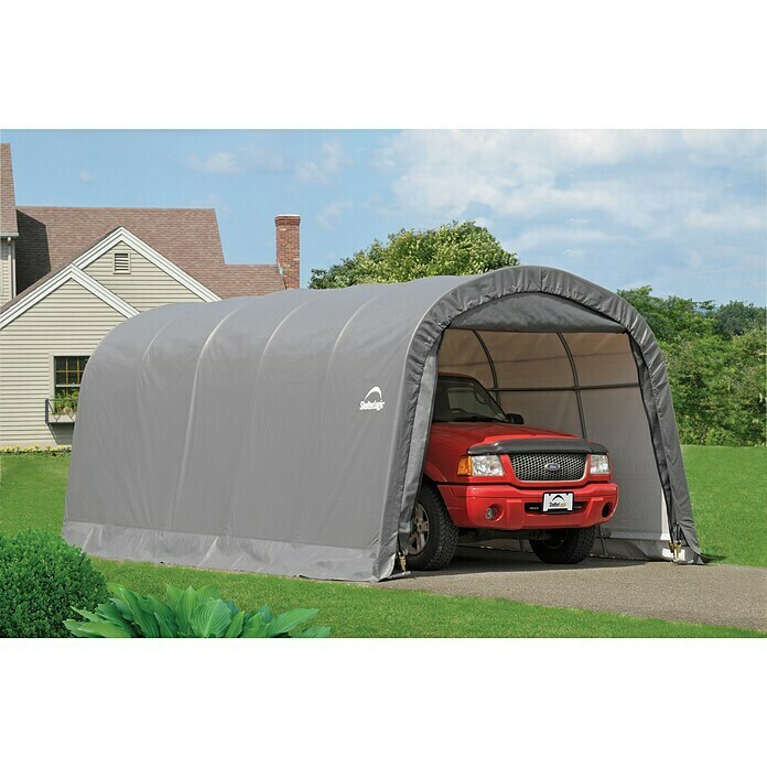 ShelterLogic Garage (Außenmaß inkl. Dachüberstand (B x T): 270 x 610 cm, Kunststoff, Grau, Einzelgarage) | BAUHAUS