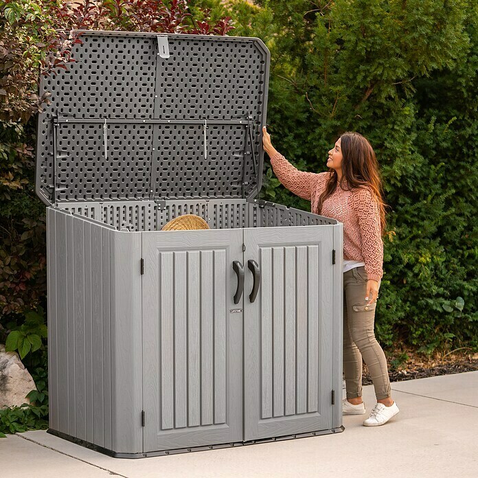 Lifetime Mülltonnenbox Phil (Kunststoff, Grau/Braun, Geeignet für Anzahl Mülltonnen: 2 Stk.) | BAUHAUS