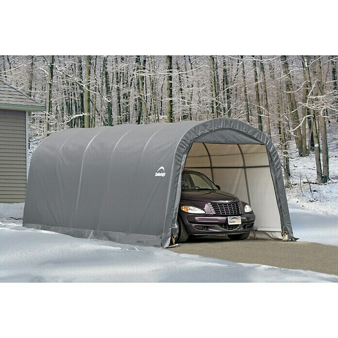 ShelterLogic Garage (Außenmaß inkl. Dachüberstand (B x T): 270 x 610 cm, Kunststoff, Grau, Einzelgarage) | BAUHAUS