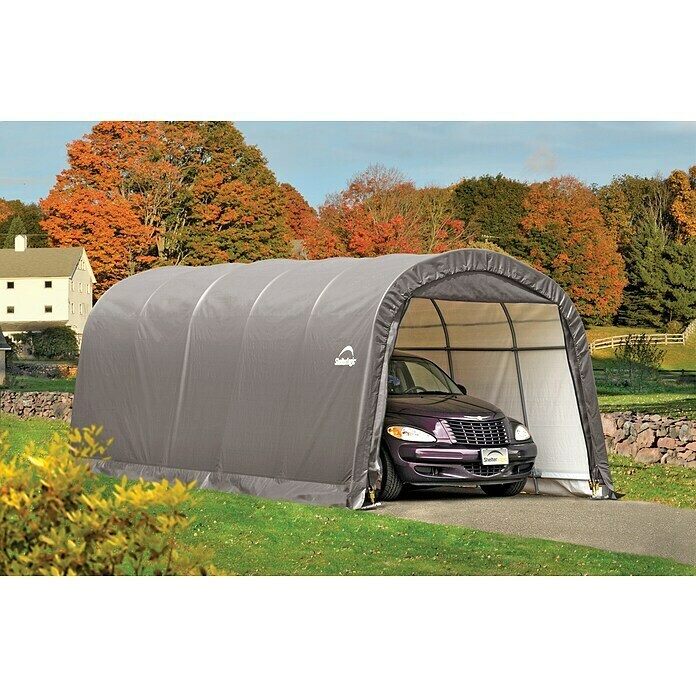 ShelterLogic Garage (Außenmaß inkl. Dachüberstand (B x T): 270 x 610 cm, Kunststoff, Grau, Einzelgarage) | BAUHAUS