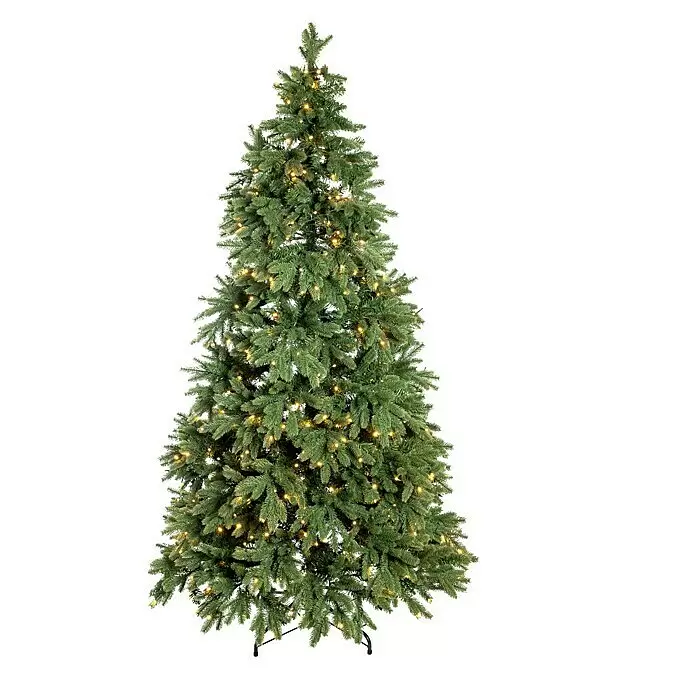 Künstlicher Weihnachtsbaum Roswell - Höhe: 210 cm, Grün, LED-Beleuchtung - Grüner künstlicher Weihnachtsbaum mit warmweißen LED-Lichtern.
