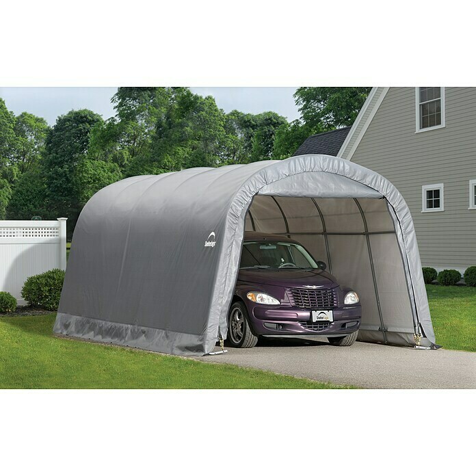 ShelterLogic Garage (Außenmaß inkl. Dachüberstand (B x T): 270 x 610 cm, Kunststoff, Grau, Einzelgarage) | BAUHAUS