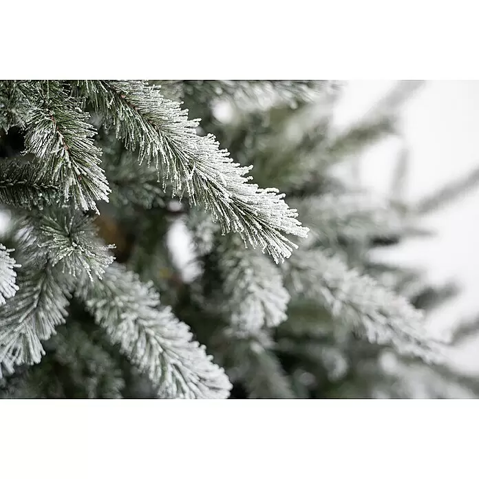 Künstlicher Weihnachtsbaum Cedar Frost - Höhe: 210 cm, Grün, Standfuß - Grüne Kiefernzweige mit weißem Reif bedeckt.