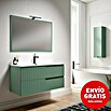 Mueble de lavabo Claire (L x An x Al: 45 x 100 x 50 cm, Verde Olivo, 1 seno, salida central, Número de cajones: 2 ud.) | BAUHAUS