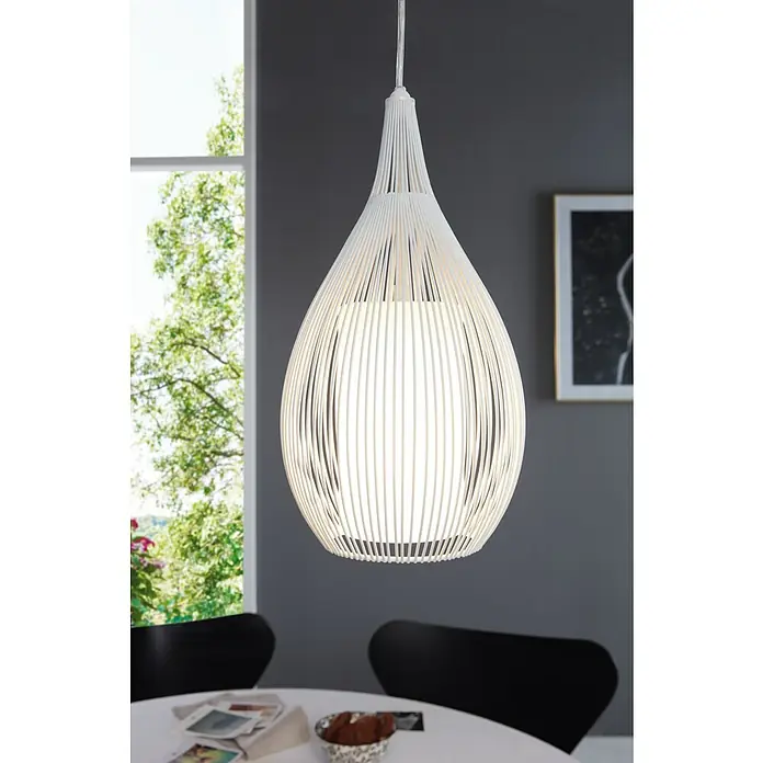 Eglo Pendelleuchte RAZONI - 60 W, Weiß, E27, 1 Stk. - Diese Pendelleuchte besticht durch ihr einzigartiges Design, das jedem Raum einen Hauch von Eleganz verleiht. Sie ist ein echter Hingucker.