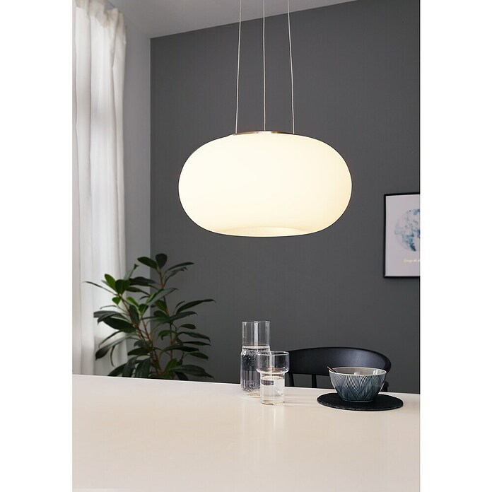 Eglo Pendelleuchte (2 x 60 W, Weiß/Silber, Ø x H: 35 x 110 cm)
