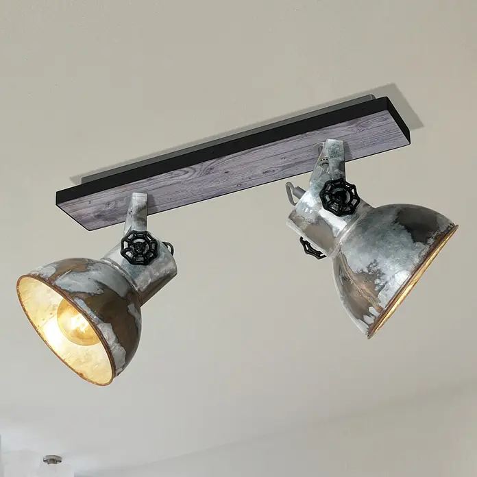 Eglo Barnstaple Deckenstrahler - 80 W, Schwarz, Stahl, E27 - Diese trendige Deckenleuchte im Industrie-Look verfügt über zwei verstellbare Spots für eine individuelle Beleuchtung. Ein echter Hingucker!