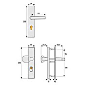 Abus Schutzbeschlag HLZS814 (Hauseingangstür, Aluminium, Türstärke: 52 - 72 mm, Knopf außen, Drücker innen, Form Schild: Eckig)