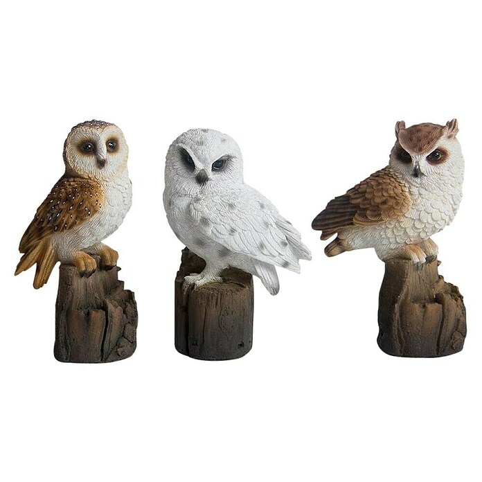 Decoratief figuur Uil op boomstronk (7,6 x 6,6 x 15,3 cm, Bruin/wit, Polyresin) | BAUHAUS