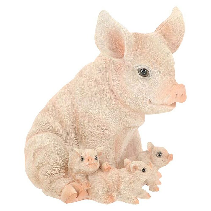 Decoratief figuur Varken met biggen (18,6 x 23,7 x 23,8 cm, Roze, Polyresin) | BAUHAUS