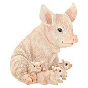 Decoratief figuur Varken met biggen (18,6 x 23,7 x 23,8 cm, Roze, Polyresin) | BAUHAUS
