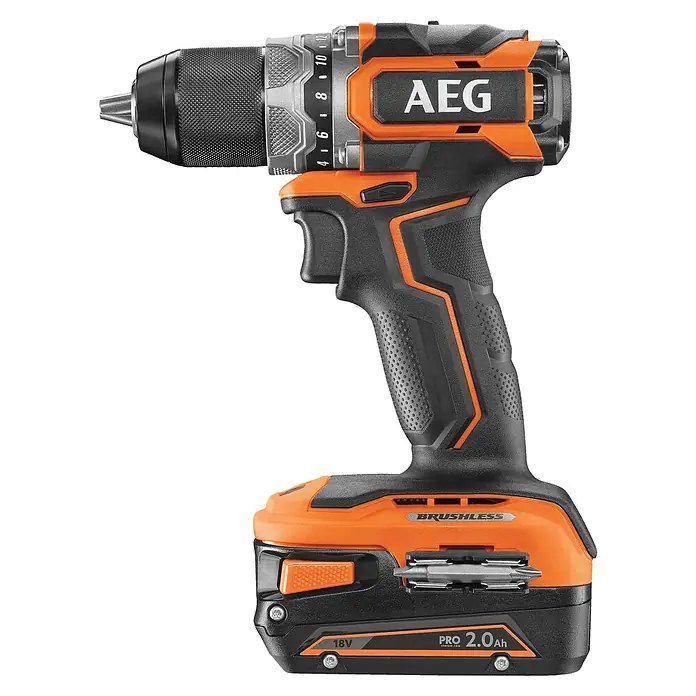 AEG Pro 18V Akku-Bohrschrauber BS18SBL2-202C - 18 V, 2 Akkus, 2 Ah, 60 Nm - AEG Akku-Bohrschrauber mit bürstenlosem Motor und 18V Pro 2.0Ah Akku für kraftvolles Schrauben und Bohren in verschiedenen Materialien.