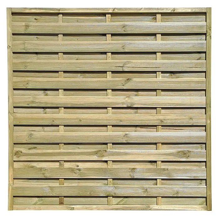Joda Sichtschutzelement Hamburg - 180 x 180 cm, Kesseldruckimprägniert grün - Holzzaun mit horizontalen Brettern und quadratischen Abstandhaltern, ideal für Garten oder Terrasse. Robuster und dekorativer Sichtschutz.
