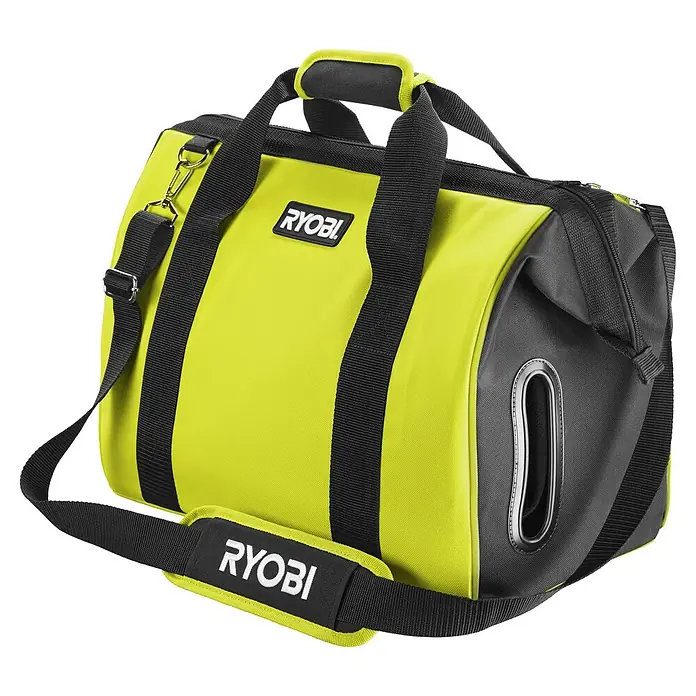 Ryobi Aufbewahrungstasche RAC256 - Passend für: 18 V und 36 V Ryobi Kettensägen - Ryobi Werkzeugtasche in Gelb und Schwarz mit Tragegriffen und Schultergurt, ideal für den Transport von Werkzeugen.
