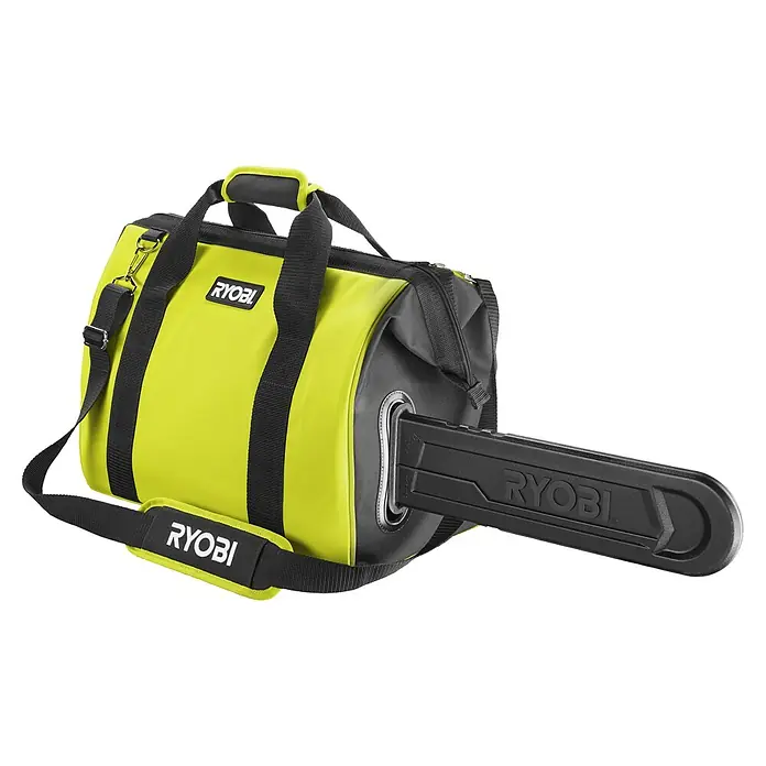 Ryobi Aufbewahrungstasche RAC256 - Passend für: 18 V und 36 V Ryobi Kettensägen - Ryobi Kettensägen-Tasche, die das Werkzeug sicher und bequem transportiert. Das Zubehör ist übersichtlich und leicht zugänglich.