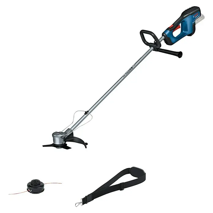 Bosch Professional AMPShare 18V Akku-Freischneider GFR 18V-23 - 18 V, Ohne Akku, Schnittbreite Messer: 23 cm - Freischneider mit Akkuantrieb und Zubehör. Ideal für die Gartenarbeit, um Gras und Unkraut zu trimmen. Inklusive Tragegurt.