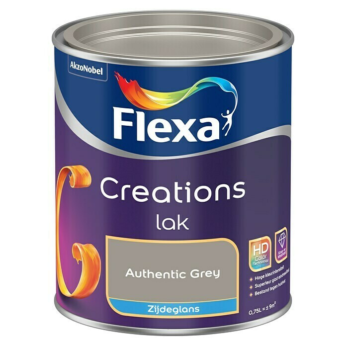 Flexa Creations Kleurlak (Authentic Grey, Zijdeglans, 750 ml, Op waterbasis) | BAUHAUS