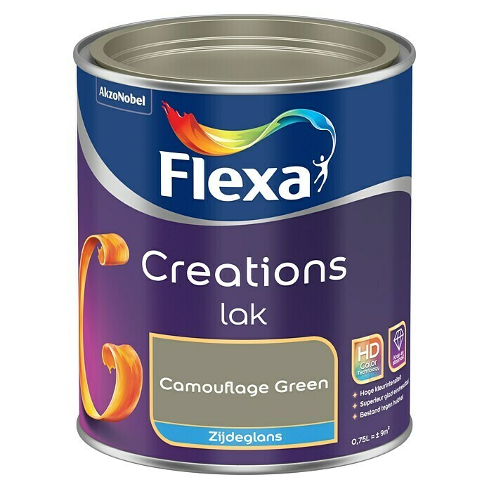 Flexa Creations Kleurlak (Camouflage Green, Zijdeglans, 750 ml, Op waterbasis) | BAUHAUS