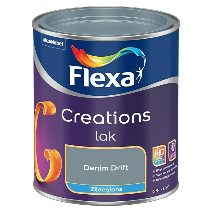 Flexa Creations Kleurlak (Denim Drift, Zijdeglans, 750 ml, Op waterbasis) | BAUHAUS