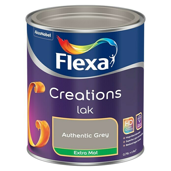 Flexa Creations Kleurlak (Authentic Grey, Extra mat, 750 ml, Op waterbasis) | BAUHAUS