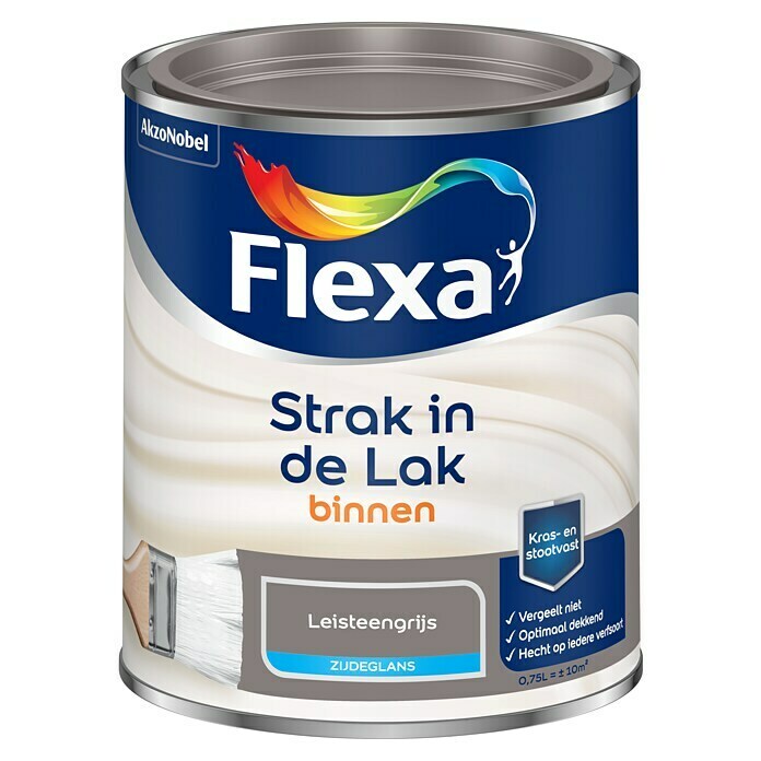 Flexa Strak in de Lak Kleurlak (Leisteengrijs, Zijdeglans, Op waterbasis, 750 ml) | BAUHAUS