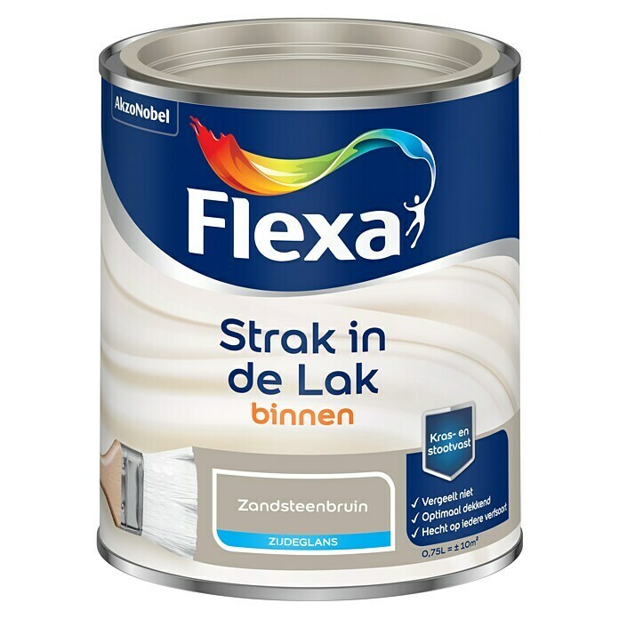 Flexa Strak in de Lak Kleurlak (Zandsteenbruin, Zijdeglans, Op waterbasis, 750 ml) | BAUHAUS