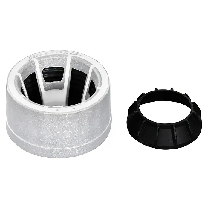 Schirmständer - Durchmesser: 40 cm, Für Rohrdurchmesser: 19 mm - 38 mm, 20 kg, Weiß - Aufnahmevorrichtung für ein SUPRA GRIP Produkt, bestehend aus einem weißen Außenteil und einem schwarzen Innenteil für sicheren Halt.